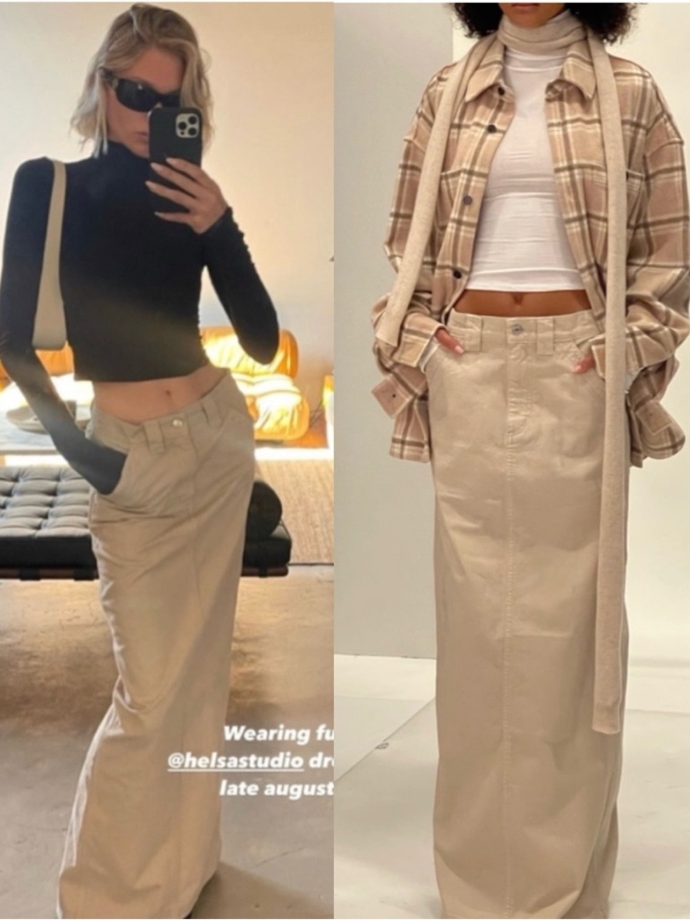 Helsa Workwear Long Skirt Khaki Small - Picture 2 of 12